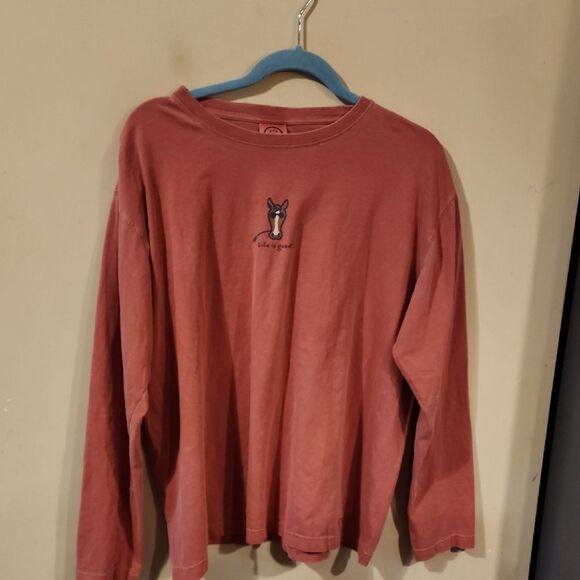 Women's XL  life is good  equestrian Long Sleeve Shirt - Rust - Picture 1 of 3